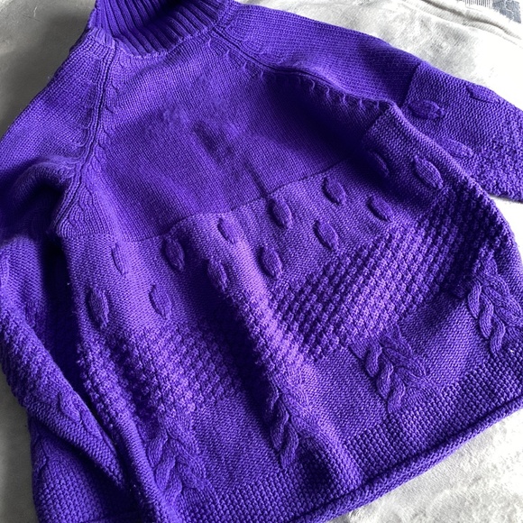VINTAGE NORDICA PURE SOFT WOOL PURPLE THICK TURTLENECK SWEATER SIZE LARGE - Picture 6 of 12